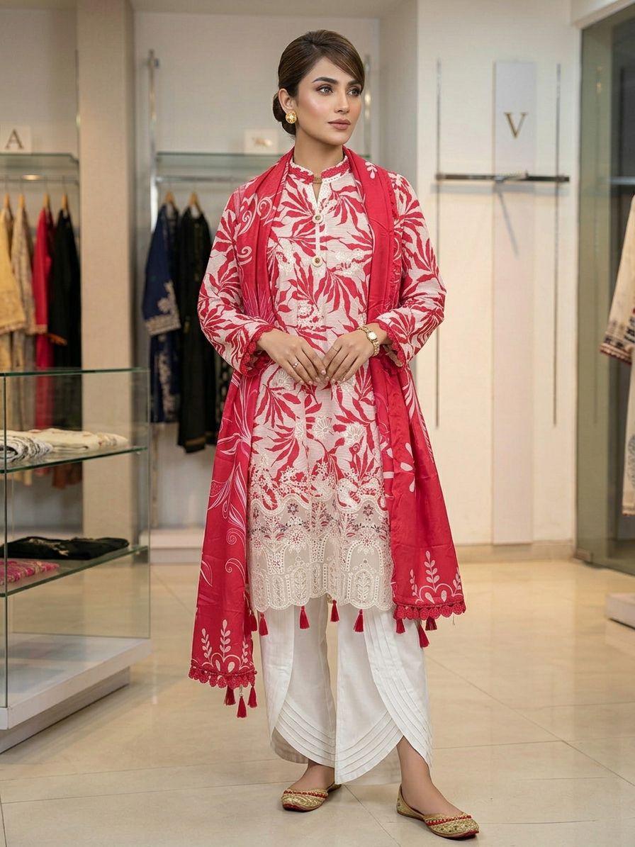 Buy Green Bana Dora Lawn 3 Piece Suit Online in Pakistan