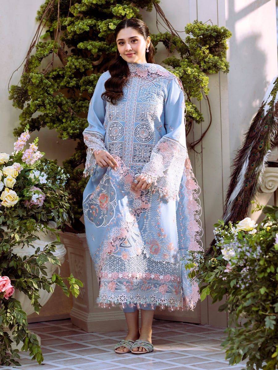 Dyed Lawn 3 Piece Luxury Suit with Embroidered Dupatta-Hyyas