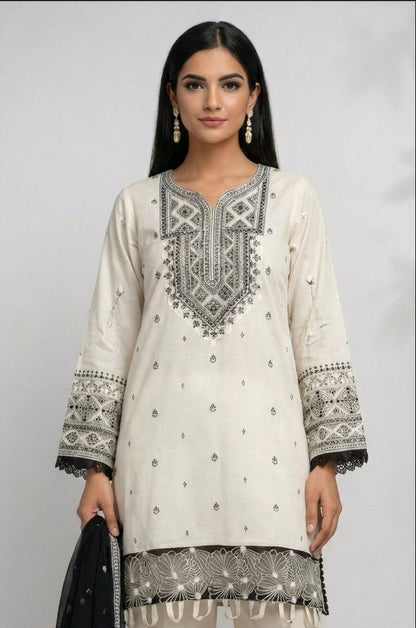 Buy Embroidered Lawn 3 Piece Suit with Chiffon Dupatta Online Pakistan