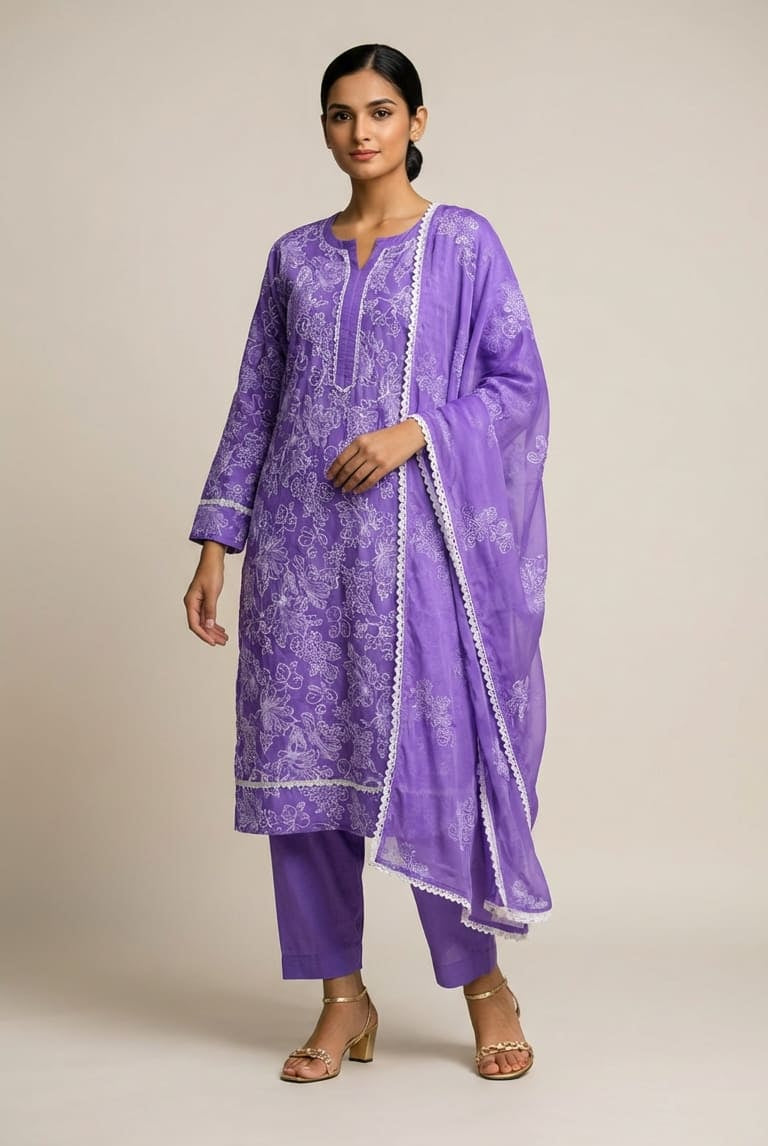Buy Embroidered Lawn 3 Piece Suit with Chiffon Dupatta Online Pakistan