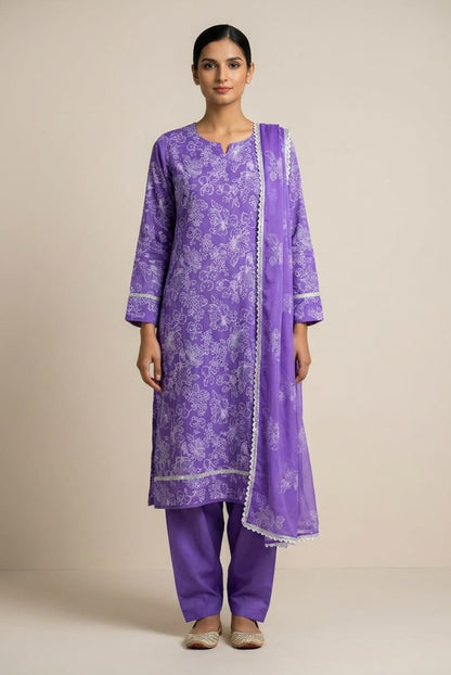 Buy Embroidered Lawn 3 Piece Suit with Chiffon Dupatta Online Pakistan