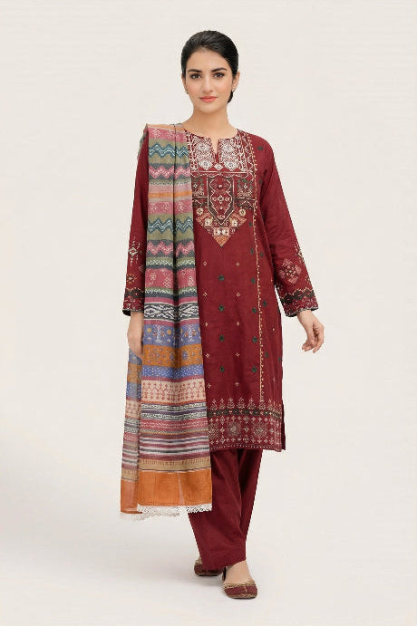 Hyyas Lawn 3 Piece Embroidered Suit Digital Dupatta