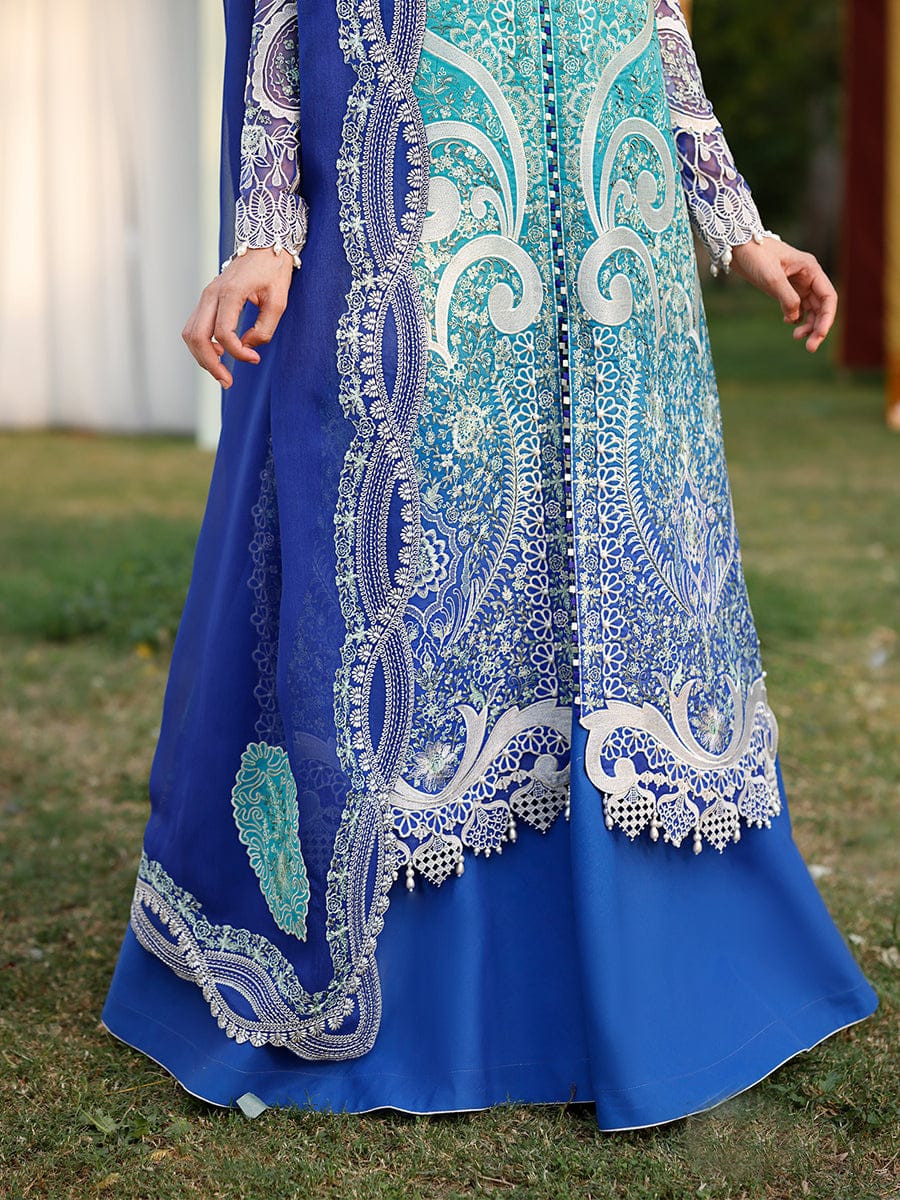 Bin Ilyas By Hyyas  | Tie & Dye Embroidered Lawn 3PC Suit with Chiffon Dupatta