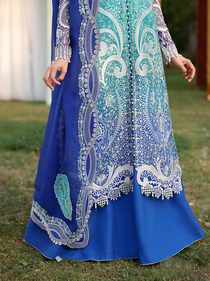 Bin Ilyas By Hyyas  | Tie & Dye Embroidered Lawn 3PC Suit with Chiffon Dupatta