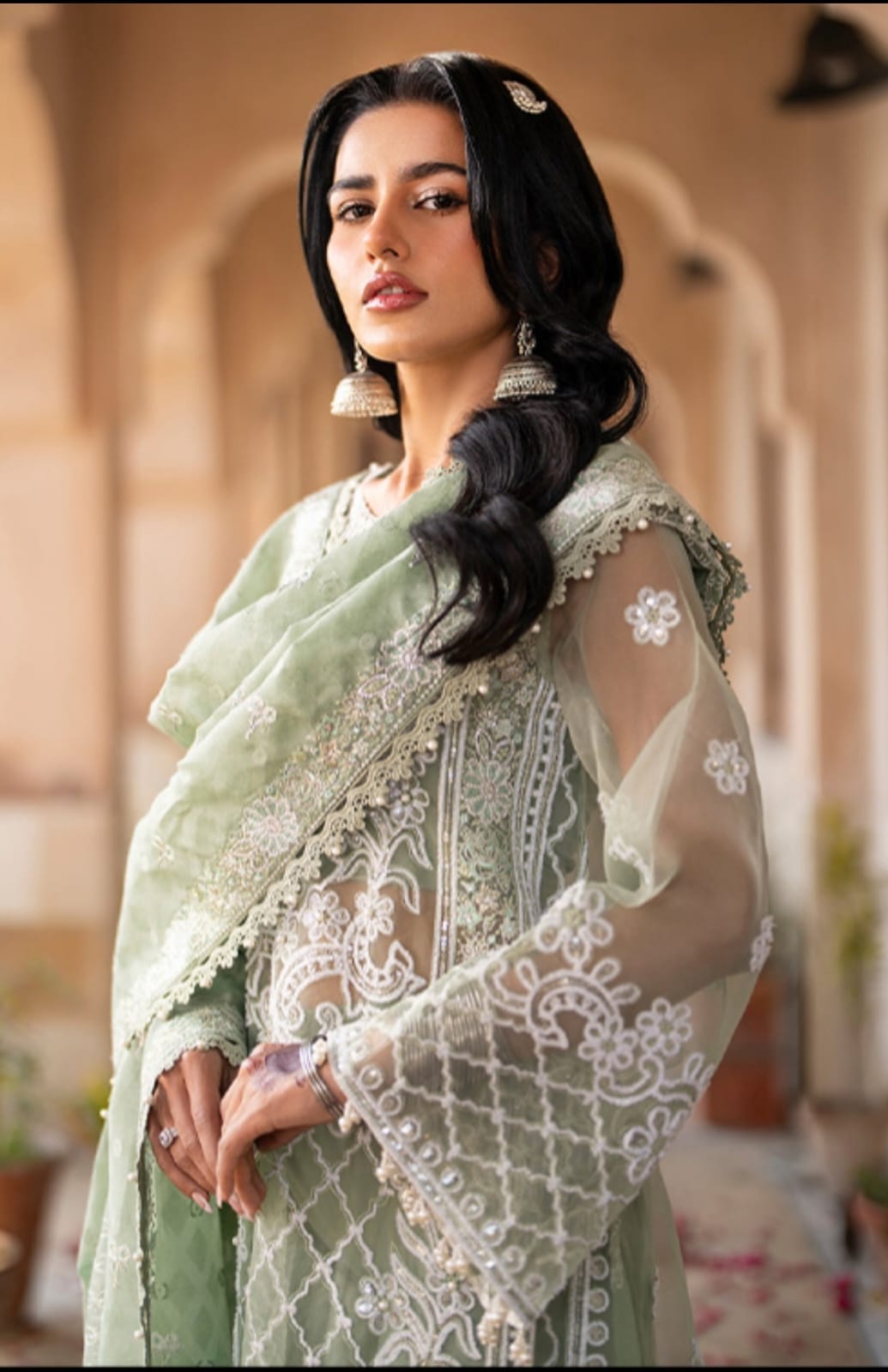 Buy Bin Ilyas Luxury Organza 3 Piece Suit with Tufting & Sequence Online