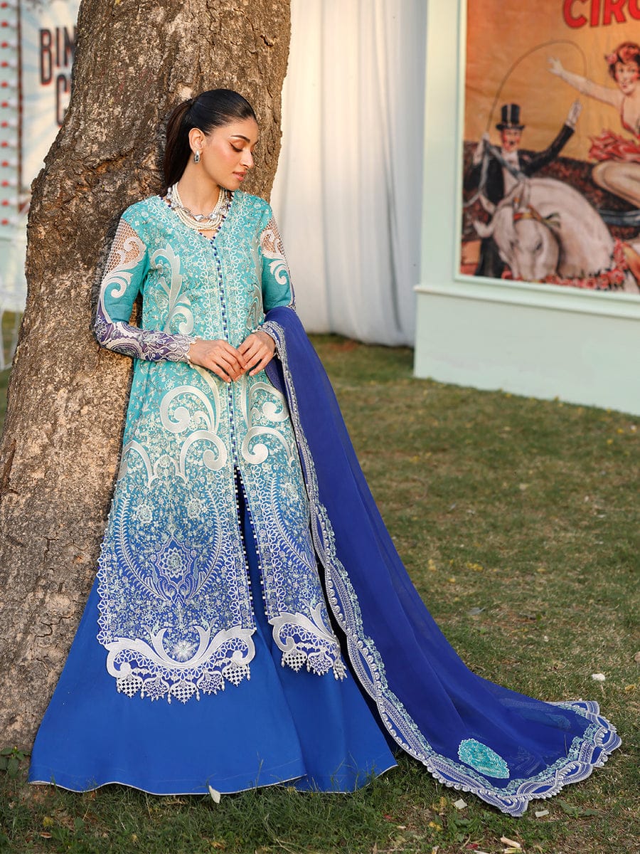 Bin Ilyas By Hyyas  | Tie & Dye Embroidered Lawn 3PC Suit with Chiffon Dupatta