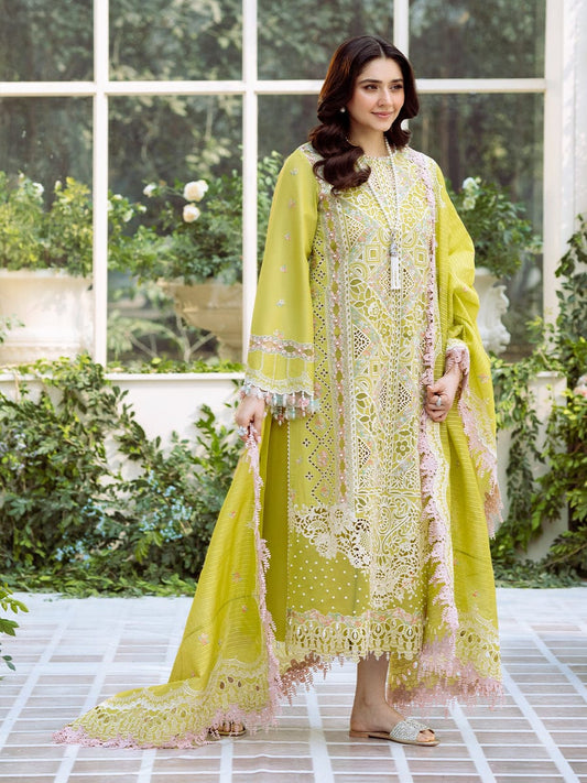 Luxury Dyed Lawn 3 Piece Suit with Embroidered Dupatta