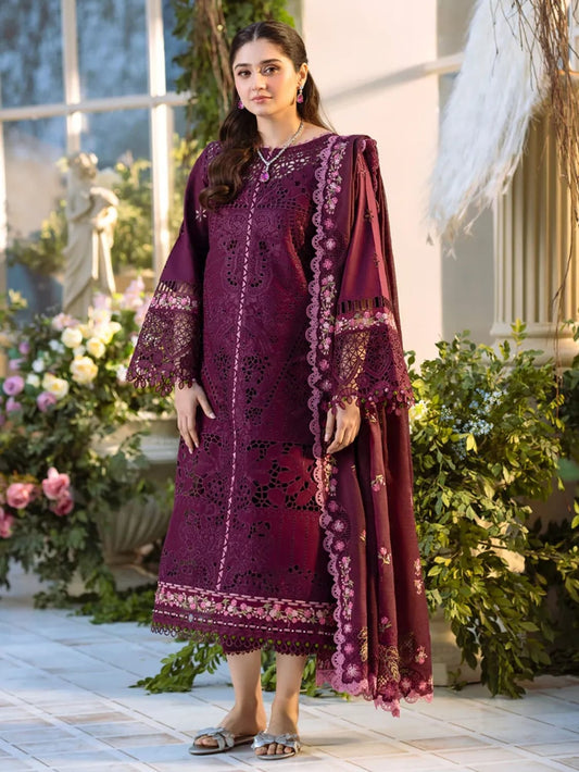Hyyas Luxury Embroidered Lawn 3-Piece Suit with Dupatta