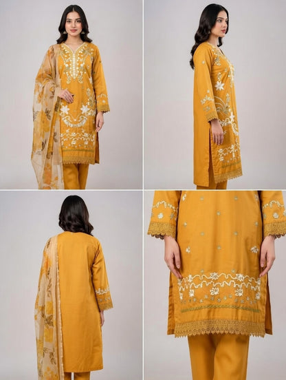Buy Embroidered Lawn 3 Piece Suit with Digital Dupatta Online Pakistan