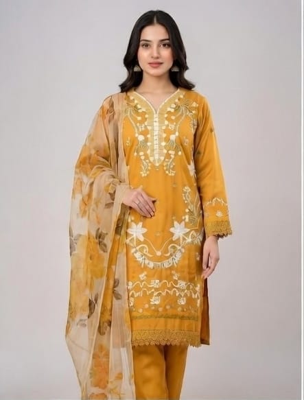 Buy Embroidered Lawn 3 Piece Suit with Digital Dupatta Online Pakistan
