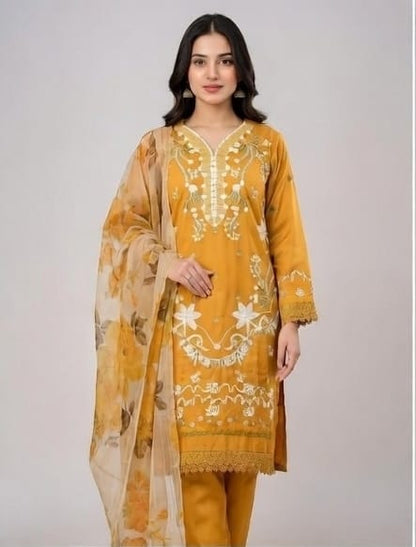 Buy Embroidered Lawn 3 Piece Suit with Digital Dupatta Online Pakistan