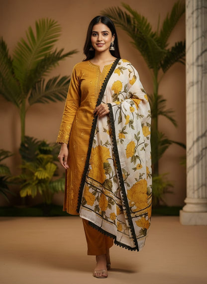 Buy Embroidered Lawn 3 Piece Suit with Digital Print Dupatta Online