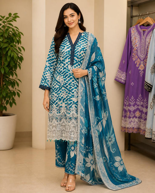 Buy Peach Lawn 3 Piece Stitched Suit Online in Pakistan