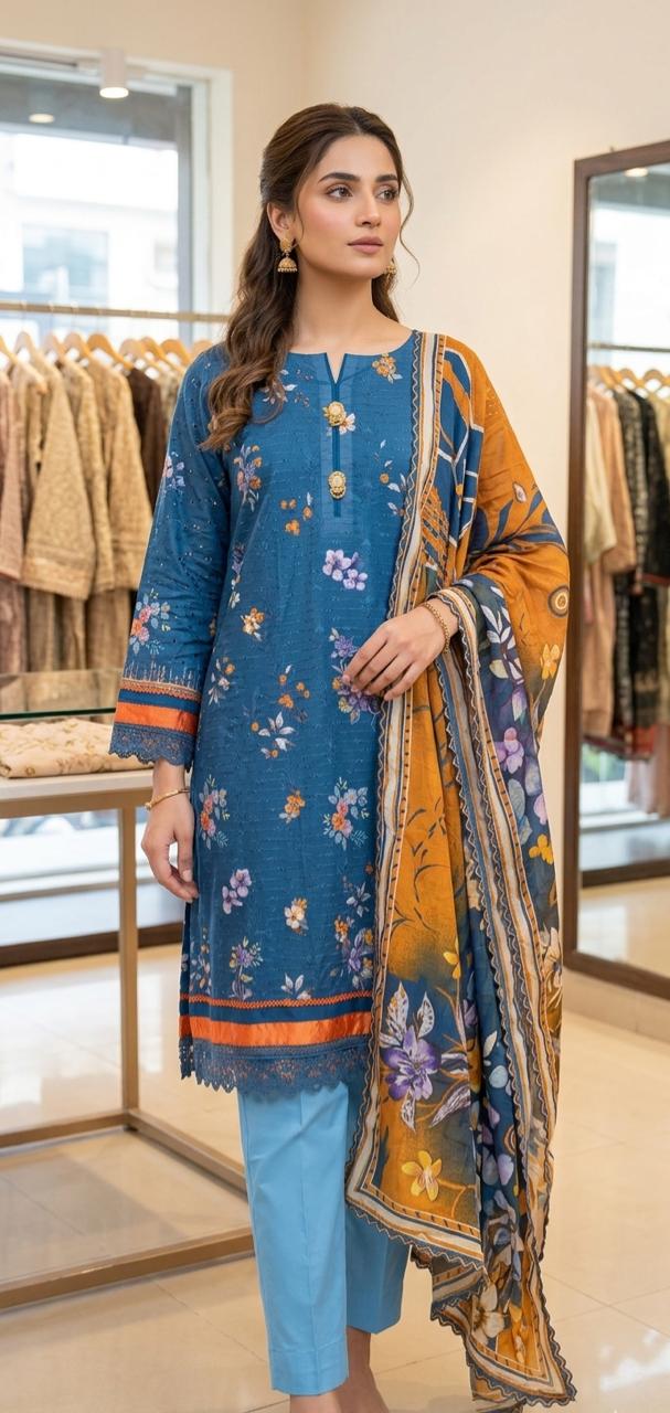 Buy Beige Lawn 3 Piece Casual Suit Online in Pakistan