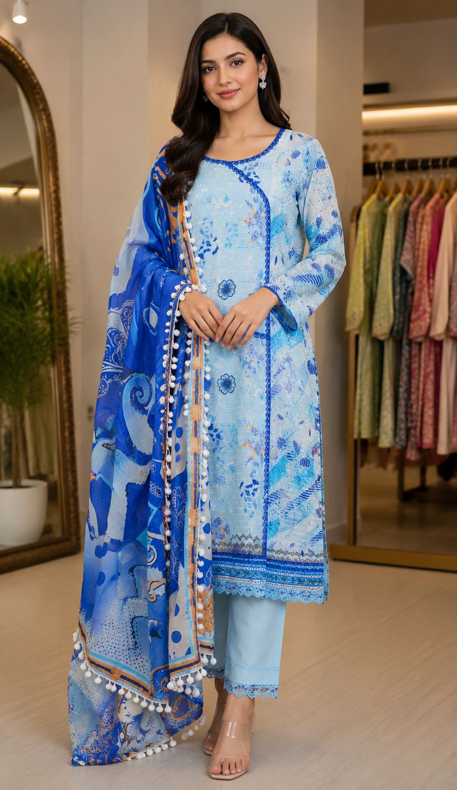Buy Mustard Lawn 3 Piece Stitched Suit Online in Pakistan