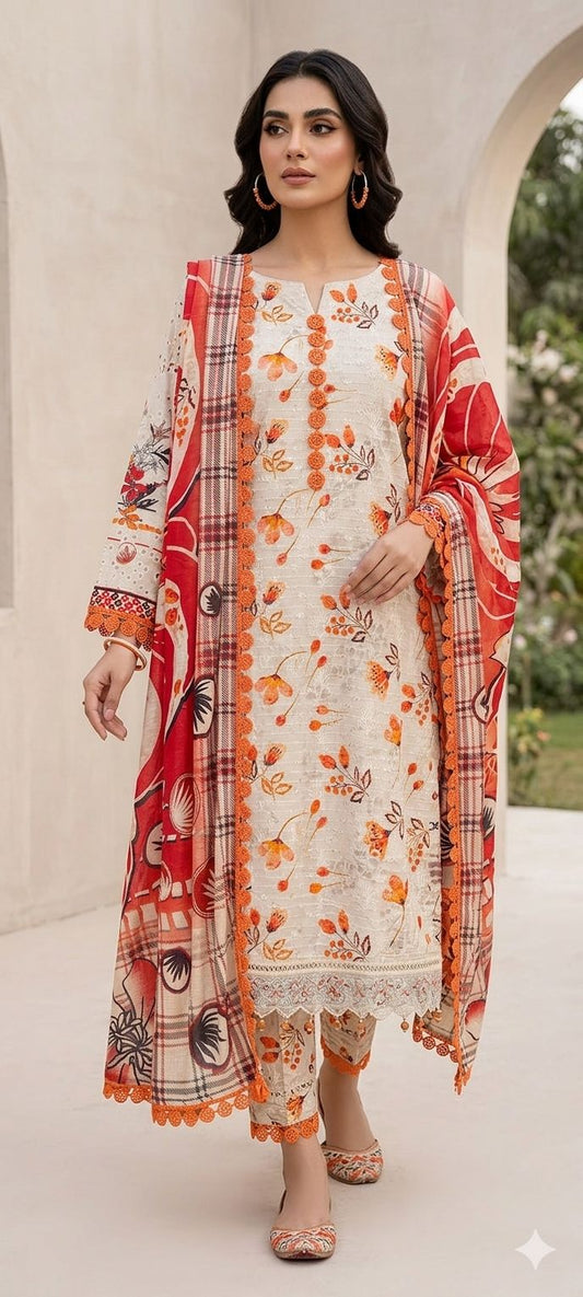 Buy Coral Lawn 3 Piece Stitched Suit Online in Pakistan