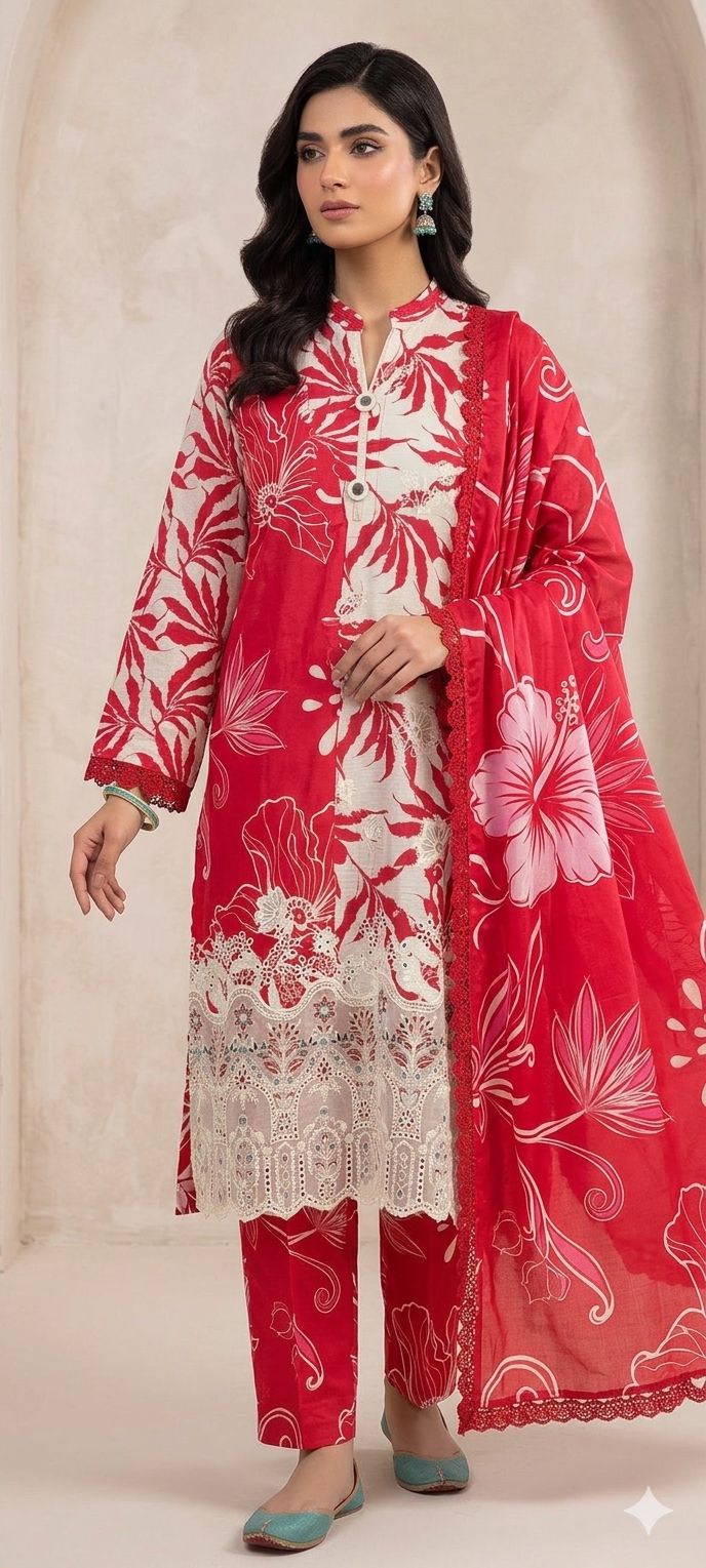 Buy Teal Lawn 3 Piece Summer Suit Online in Pakistan