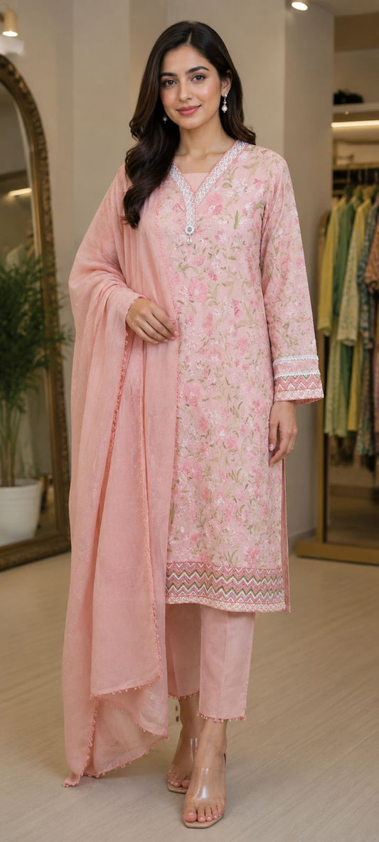 Buy Navy Blue Lawn 3 Piece Suit Online in Pakistan