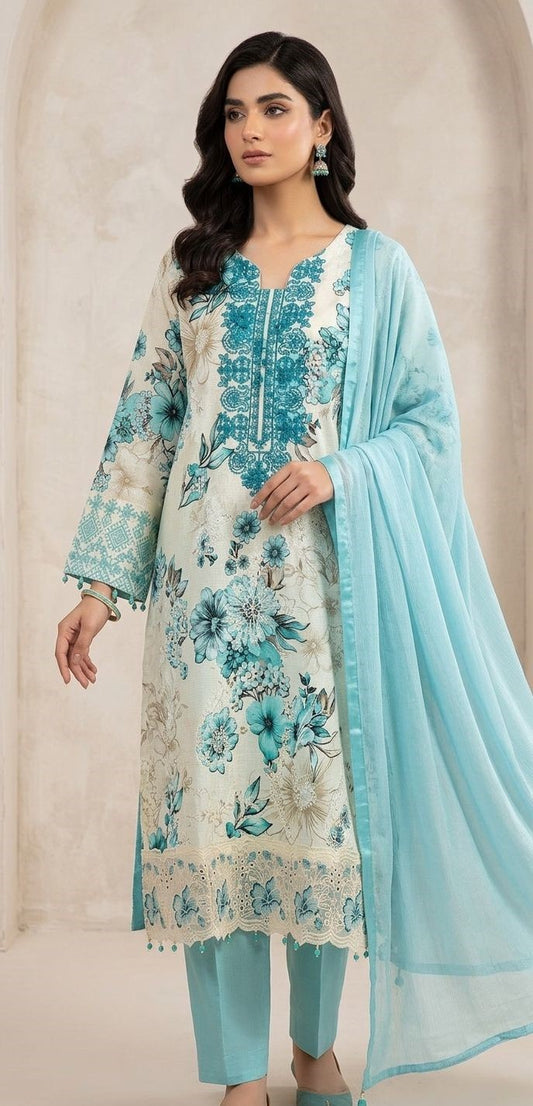 Buy Aqua Lawn 3 Piece Stitched Suit Online in Pakistan