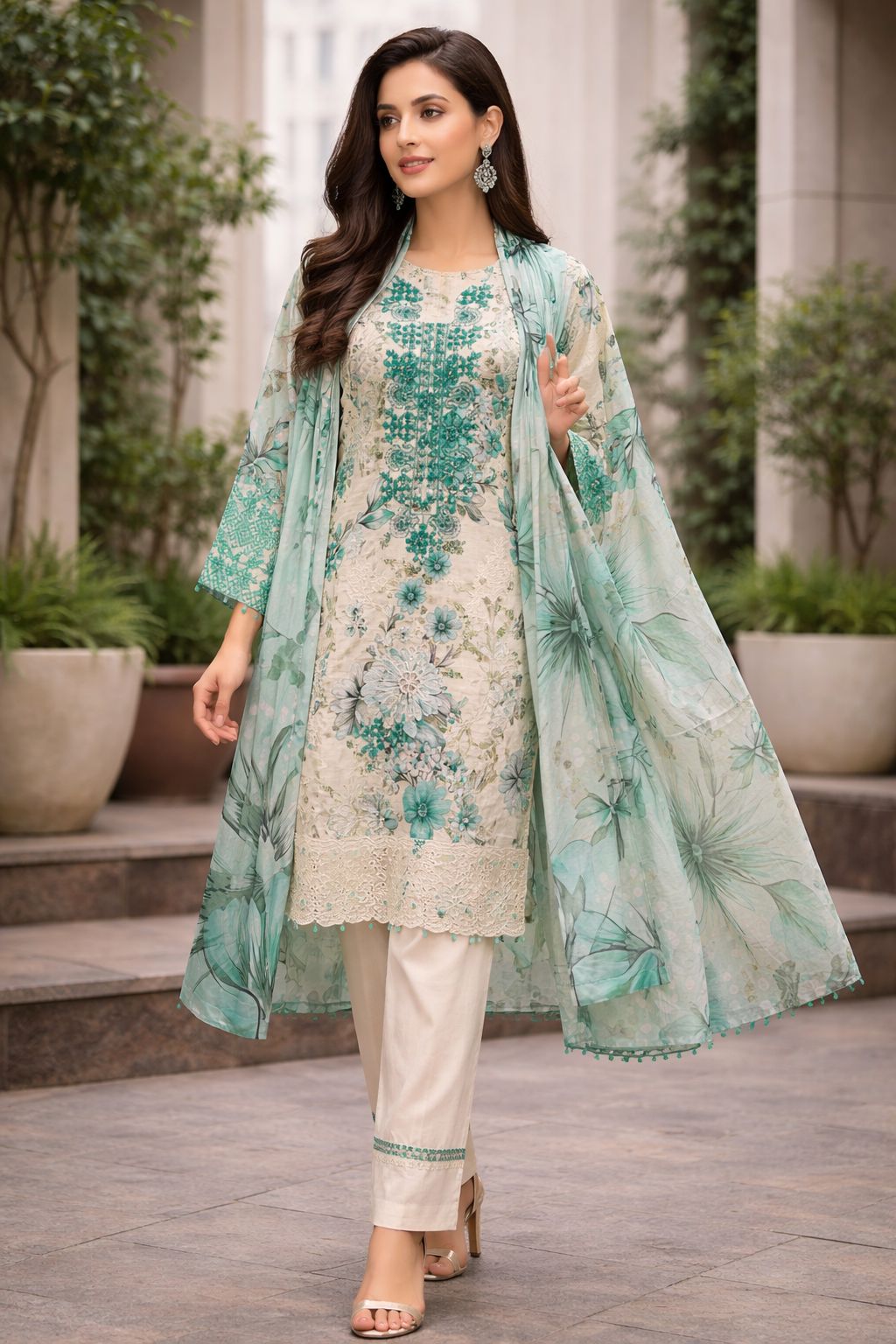 Buy Blue Bana Dora Lawn 3 Piece Suit Online in Pakistan