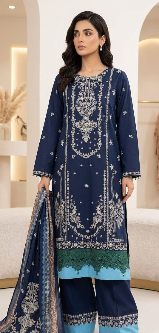Buy Maroon Lawn 3 Piece Premium Suit Online in Pakistan
