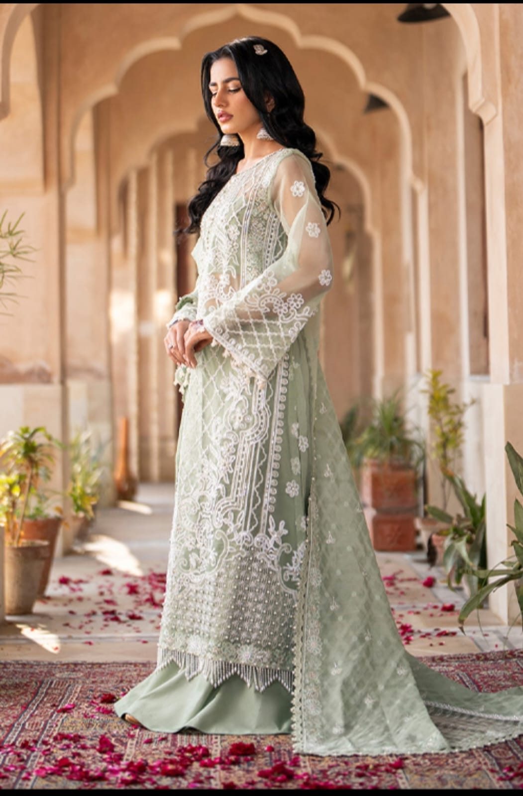 Buy Bin Ilyas Luxury Organza 3 Piece Suit with Tufting & Sequence Online